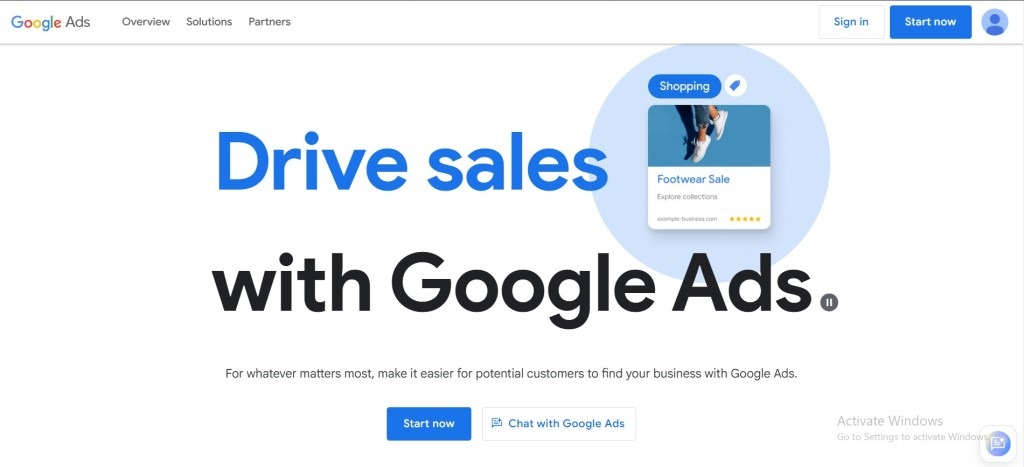 Google Ads home page